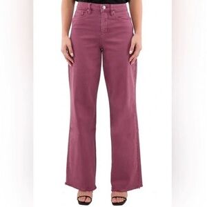 40.RFM Los Angeles Chloe Frayed Wide Leg jeans Pants in Magenta Sz 15/32 NWT $96